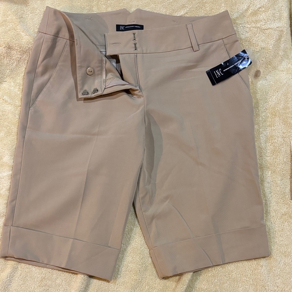 INC International Concepts Women's Light Beige Bermuda Shorts
